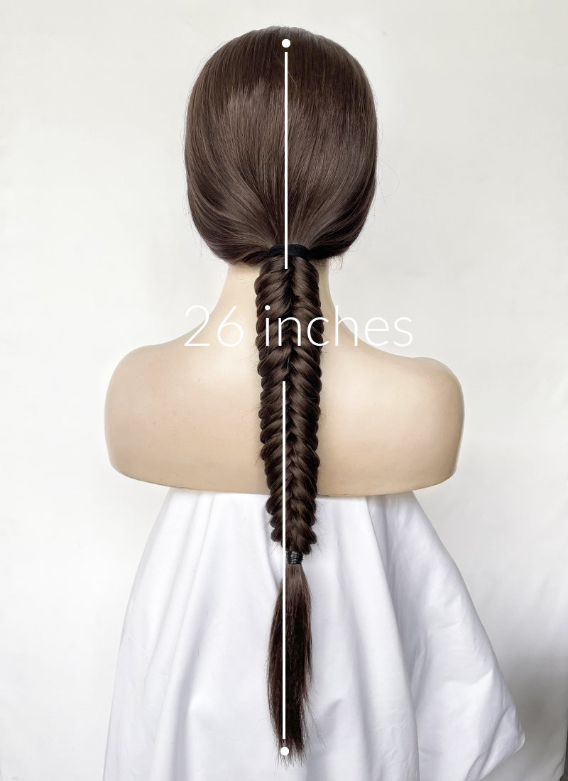 Tomb Raider Lara Croft Brunette Braided Lace Front Synthetic Hair Wig LF6170