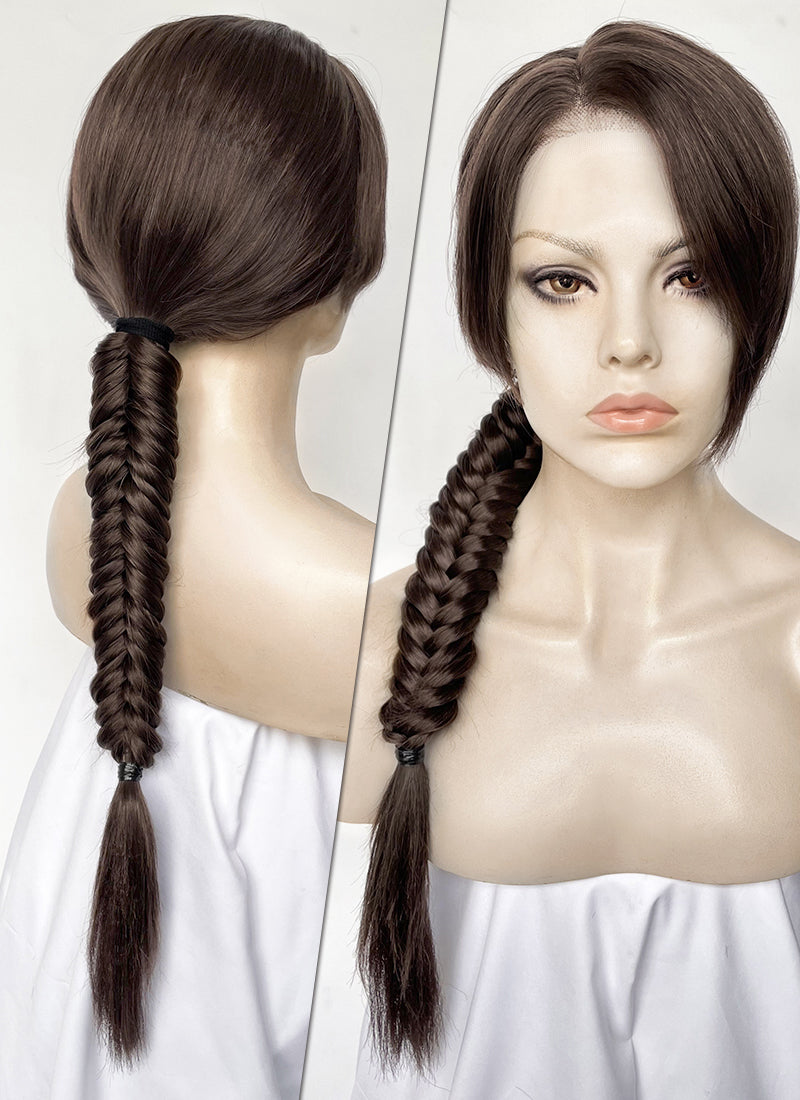 Tomb Raider Lara Croft Brunette Braided Lace Front Synthetic Hair Wig LF6170