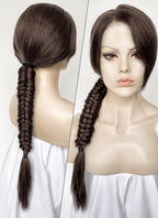 Tomb Raider Lara Croft Brunette Braided Lace Front Synthetic Hair Wig LF6170