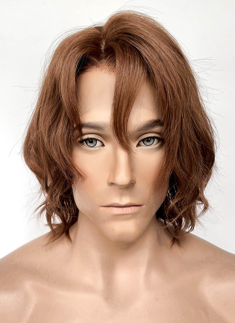 Critical Role The Mighty Nein Caleb Widogast Brown Wavy Lace Front Synthetic Men's Wig LF6171
