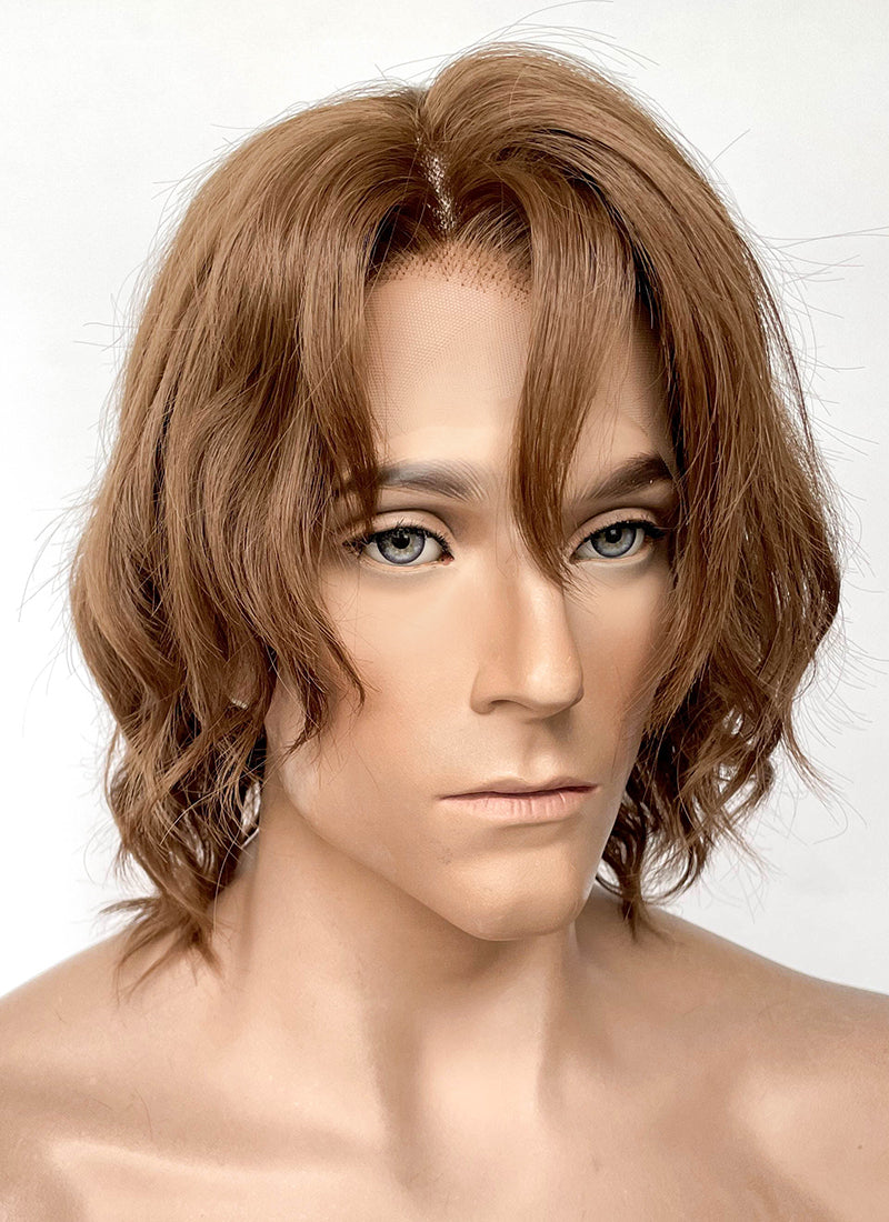 Critical Role The Mighty Nein Caleb Widogast Brown Wavy Lace Front Synthetic Men's Wig LF6171