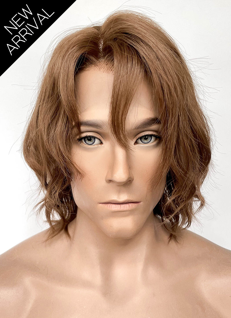 Critical Role The Mighty Nein Caleb Widogast Brown Wavy Lace Front Synthetic Men's Wig LF6171