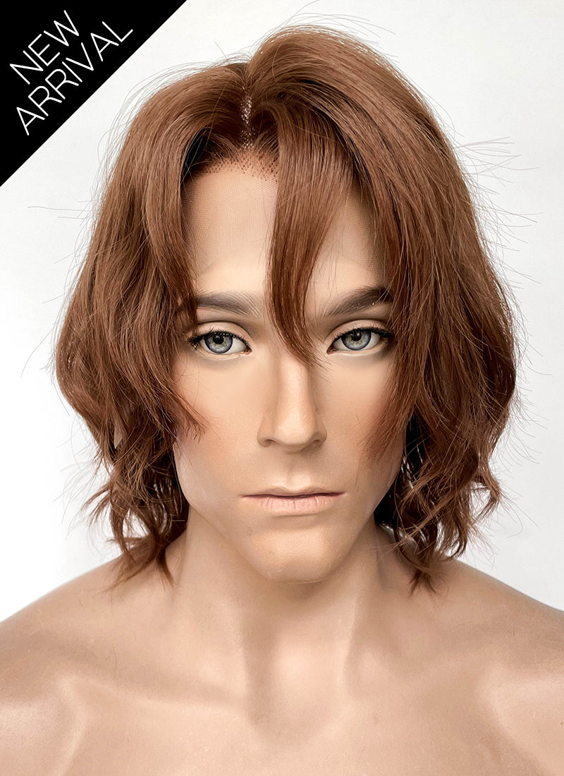 Critical Role The Mighty Nein Caleb Widogast Brown Wavy Lace Front Synthetic Men's Wig LF6171