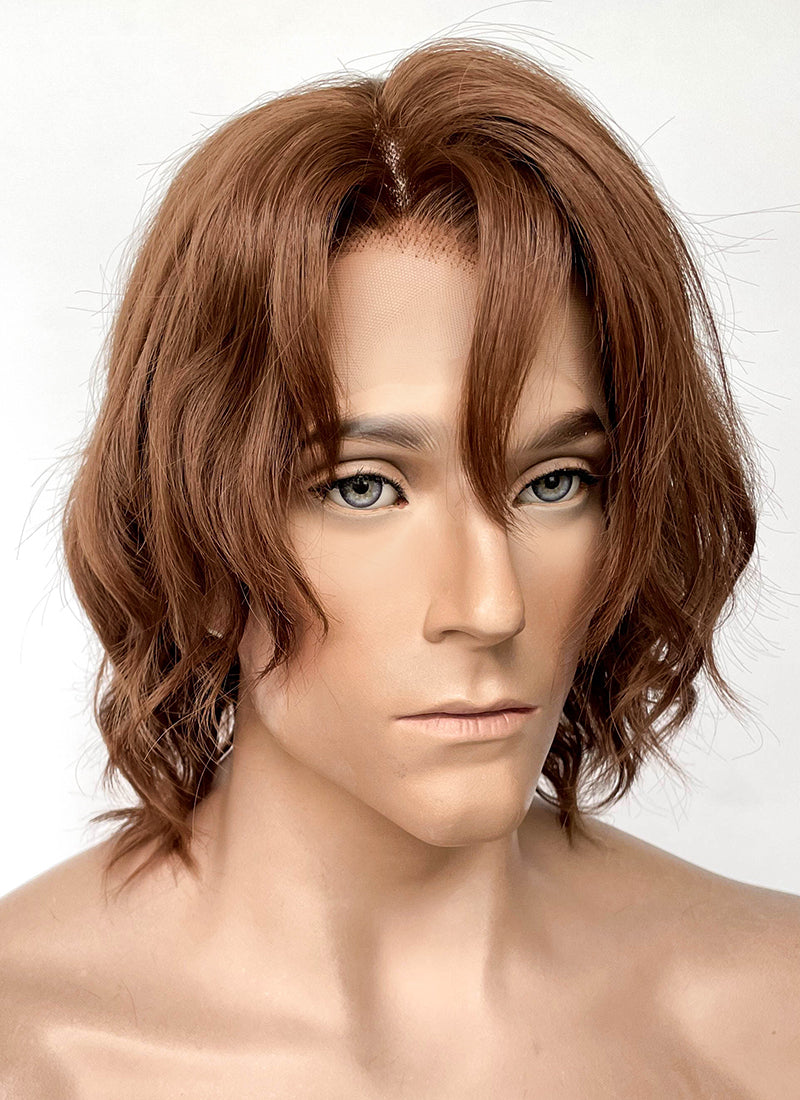 Critical Role The Mighty Nein Caleb Widogast Brown Wavy Lace Front Synthetic Men's Wig LF6171