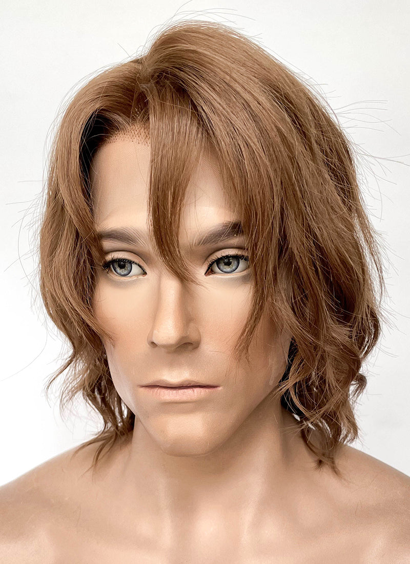 Critical Role The Mighty Nein Caleb Widogast Brown Wavy Lace Front Synthetic Men's Wig LF6171