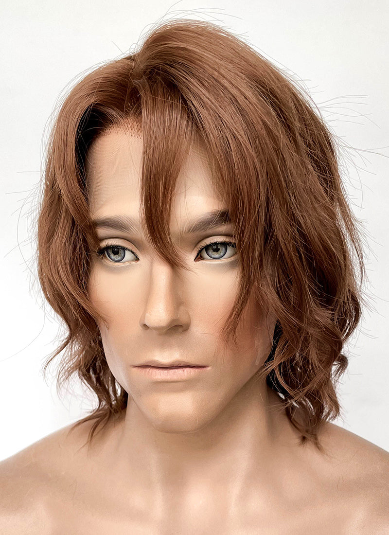 Critical Role The Mighty Nein Caleb Widogast Brown Wavy Lace Front Synthetic Men's Wig LF6171