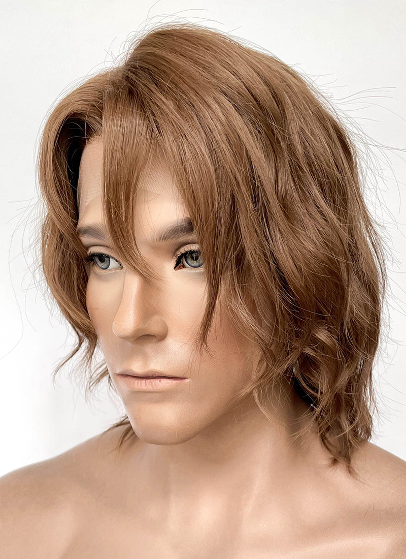 Critical Role The Mighty Nein Caleb Widogast Brown Wavy Lace Front Synthetic Men's Wig LF6171