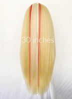 Hazbin Hotel Charlie Morningstar Blonde Mixed Red Straight Yaki Lace Front Synthetic Wig LF6173