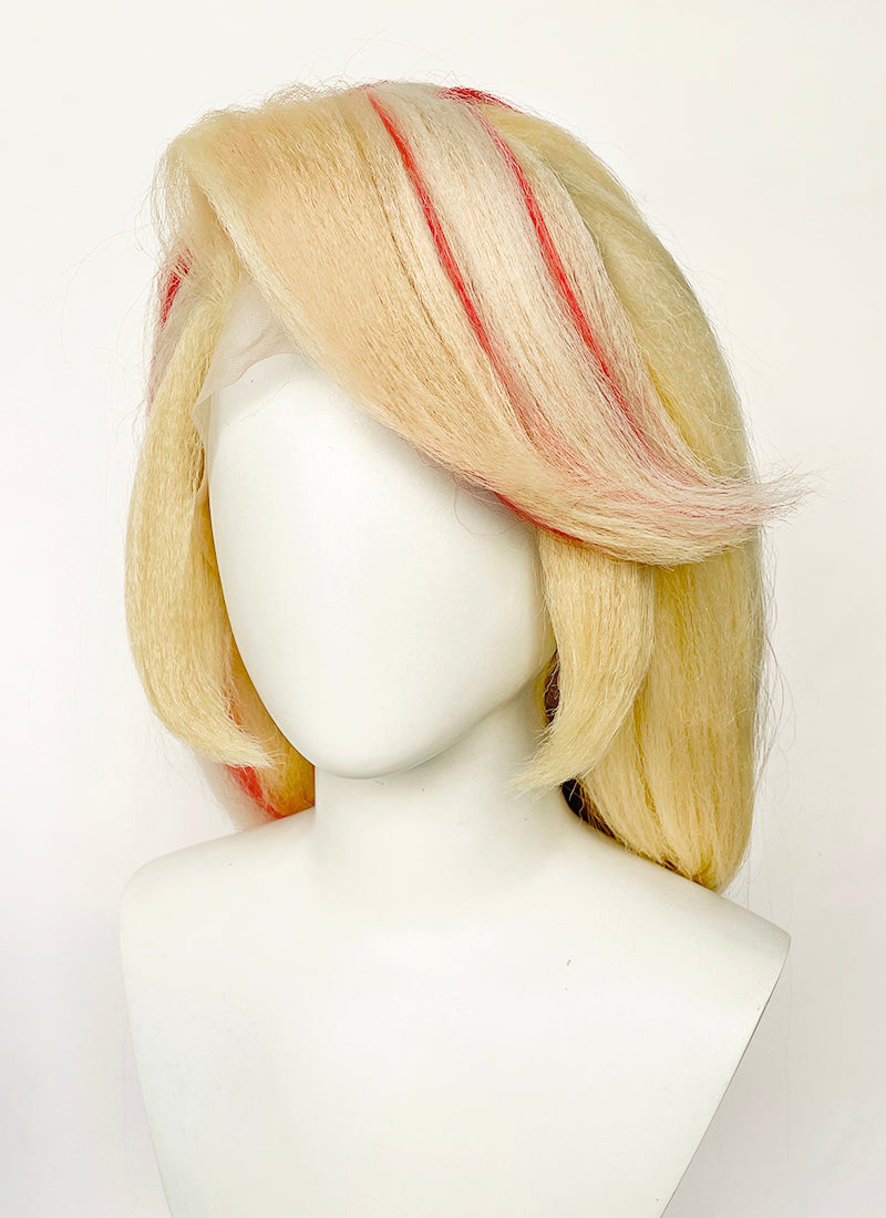 Hazbin Hotel Charlie Morningstar Blonde Mixed Red Straight Yaki Lace Front Synthetic Wig LF6173
