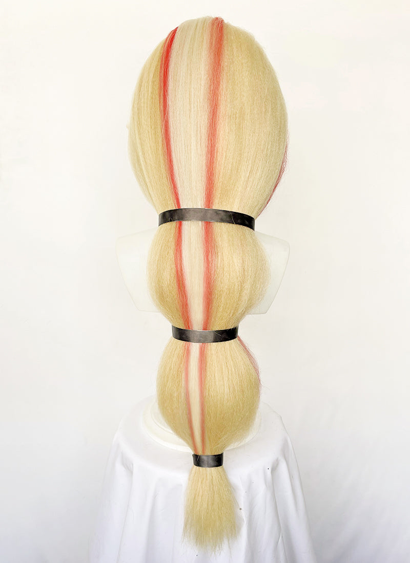 Hazbin Hotel Charlie Morningstar Blonde Mixed Red Straight Yaki Lace Front Synthetic Wig LF6173