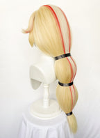Hazbin Hotel Charlie Morningstar Blonde Mixed Red Straight Yaki Lace Front Synthetic Wig LF6173