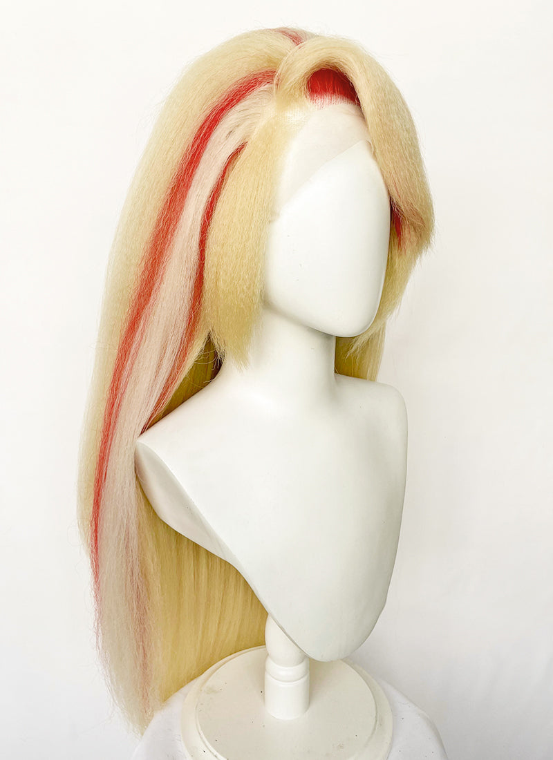 Hazbin Hotel Charlie Morningstar Blonde Mixed Red Straight Yaki Lace Front Synthetic Wig LF6173