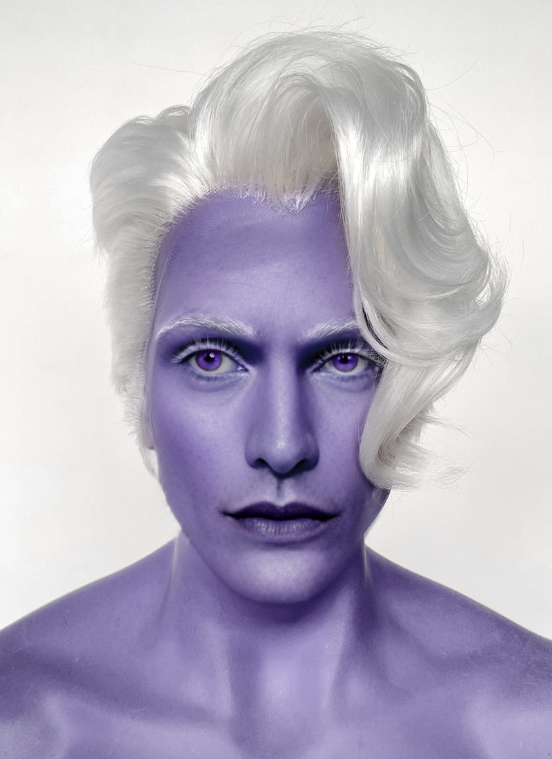 Critical Role Essek Thelyss White Wavy Lace Front Synthetic Men's Wig LF6176