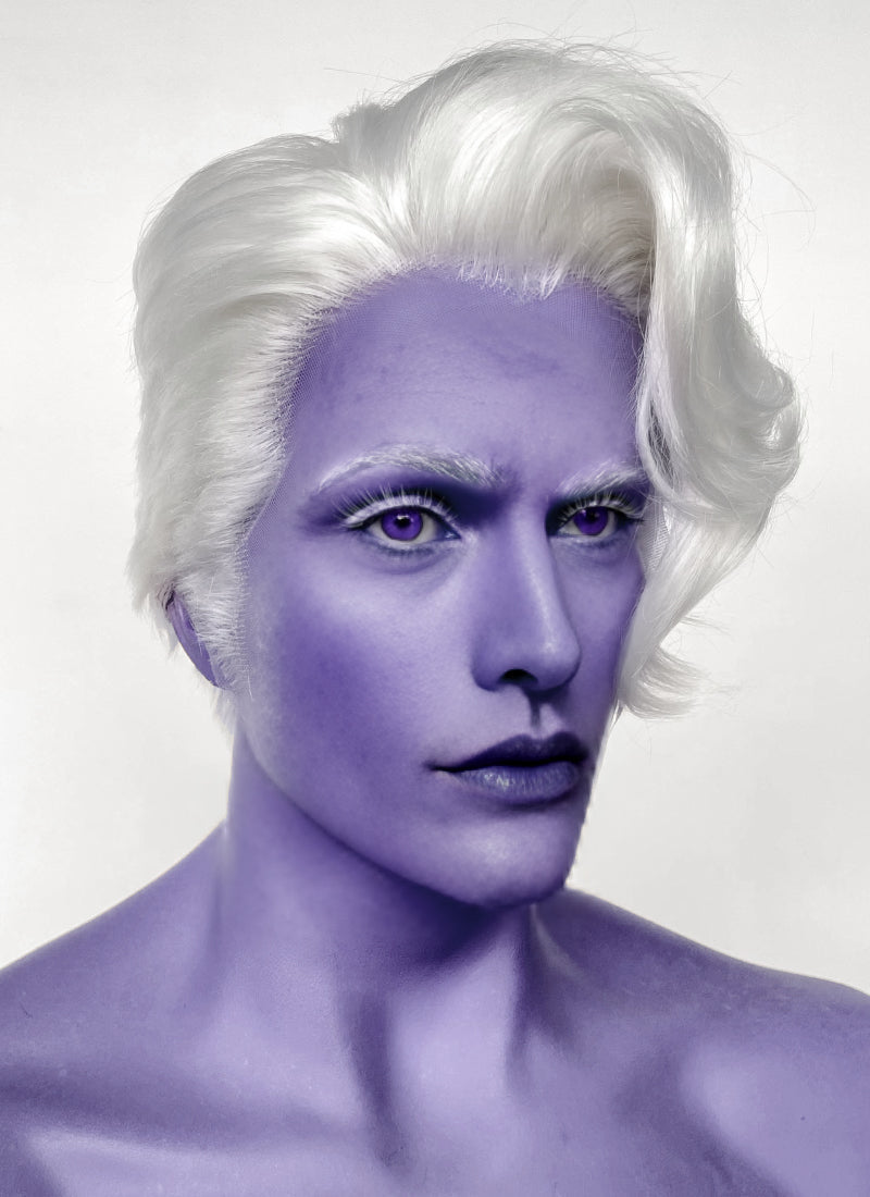 Critical Role Essek Thelyss White Wavy Lace Front Synthetic Men's Wig LF6176