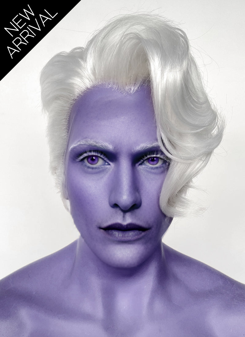 Critical Role Essek Thelyss White Wavy Lace Front Synthetic Men's Wig LF6176