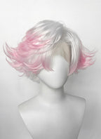 Hazbin Hotel Angel Dust White Mixed Pink Wavy Lace Front Synthetic Hair Wig LF6180