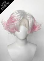 Hazbin Hotel Angel Dust White Mixed Pink Wavy Lace Front Synthetic Hair Wig LF6180