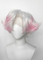 Hazbin Hotel Angel Dust White Mixed Pink Wavy Lace Front Synthetic Hair Wig LF6180