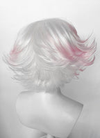 Hazbin Hotel Angel Dust White Mixed Pink Wavy Lace Front Synthetic Hair Wig LF6180