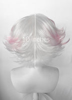 Hazbin Hotel Angel Dust White Mixed Pink Wavy Lace Front Synthetic Hair Wig LF6180