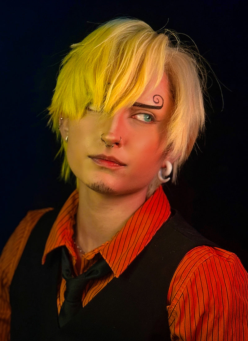 One Piece Sanji Yellow Straight Lace Front Synthetic Men's Wig LF6182