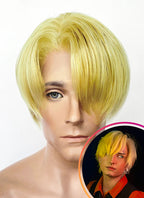 One Piece Sanji Yellow Straight Lace Front Synthetic Men's Wig LF6182