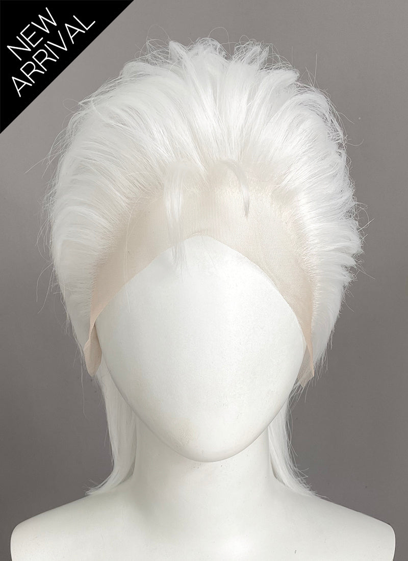 White Straight Lace Front Synthetic Men's Wig LF6188