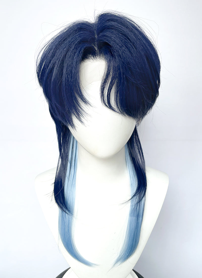 Dark Moon: THE BLOOD ALTAR SOLON Straight Two Tone Blue Lace Front Synthetic Wig LF6190
