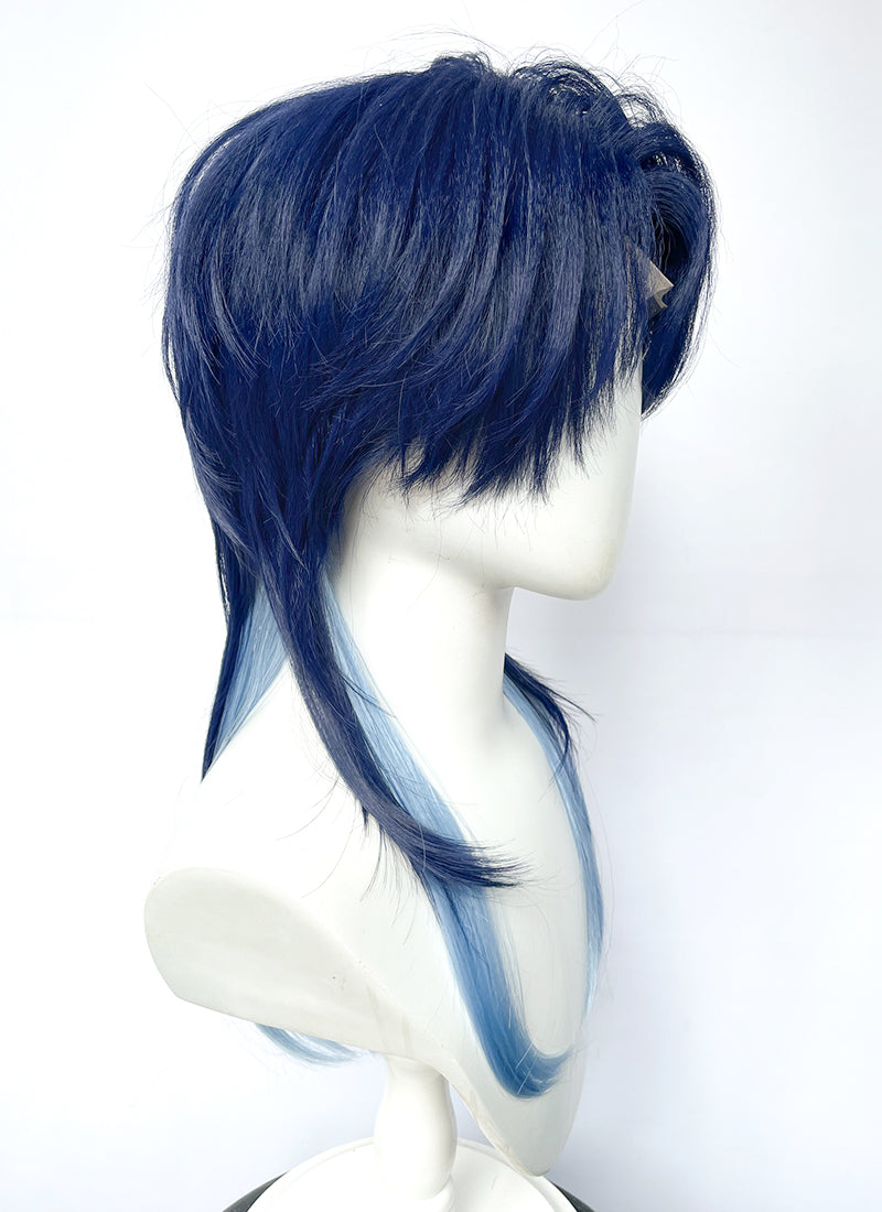 Dark Moon: THE BLOOD ALTAR SOLON Straight Two Tone Blue Lace Front Synthetic Wig LF6190