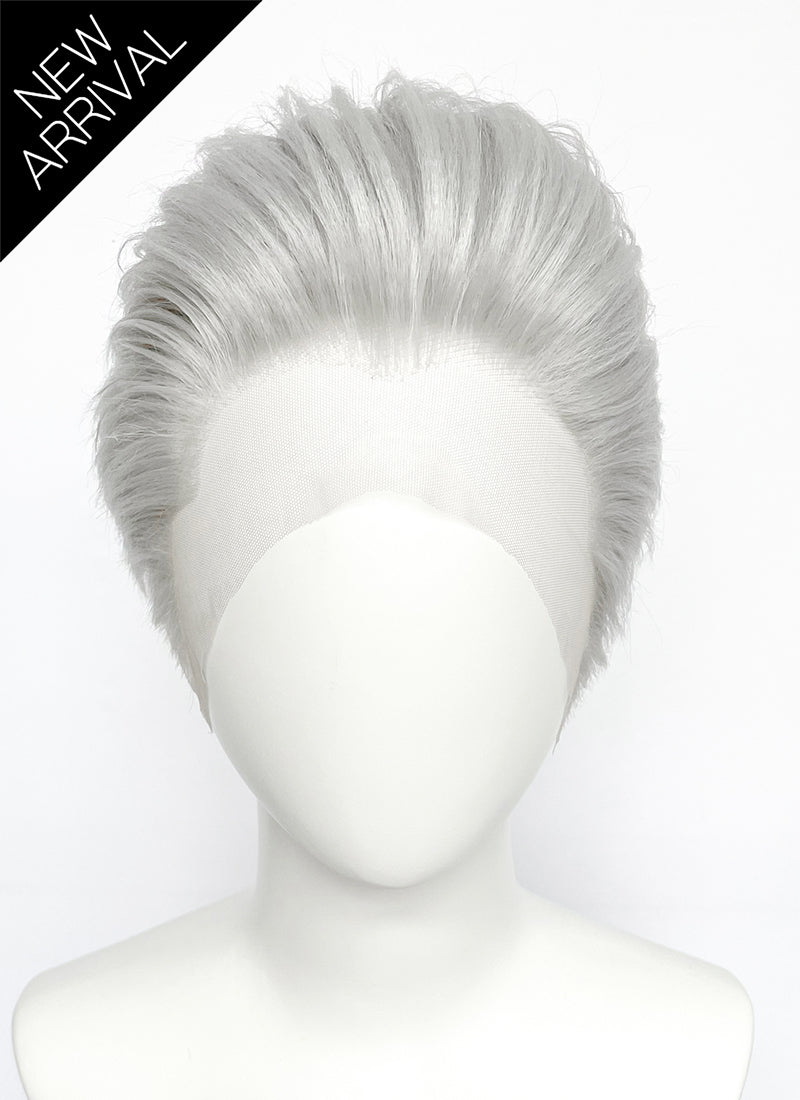 Devil May Cry Vergil Straight Silver Grey Lace Front Synthetic Men's Wig LF6192