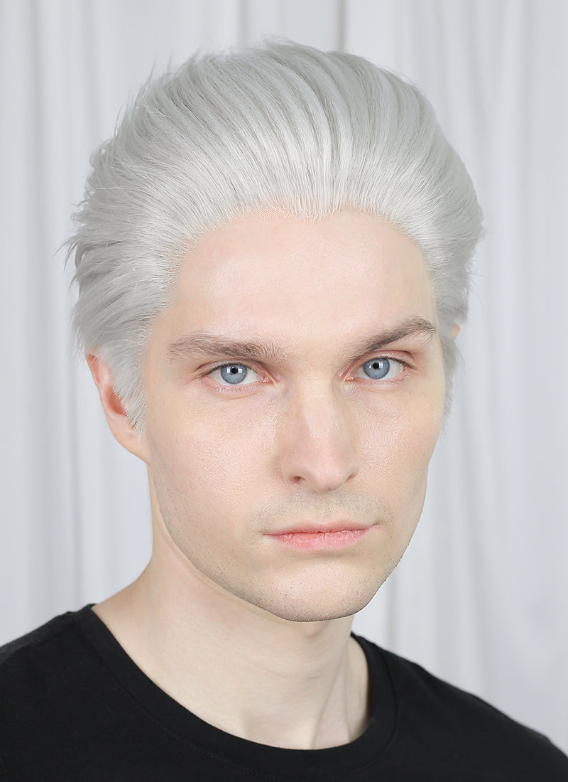 Devil May Cry Vergil Straight Silver Grey Lace Front Synthetic Men's Wig LF6192