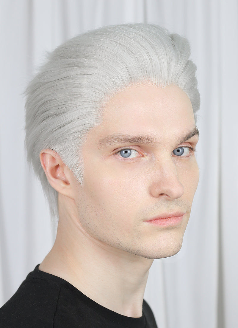 Devil May Cry Vergil Straight Silver Grey Lace Front Synthetic Men's Wig LF6192