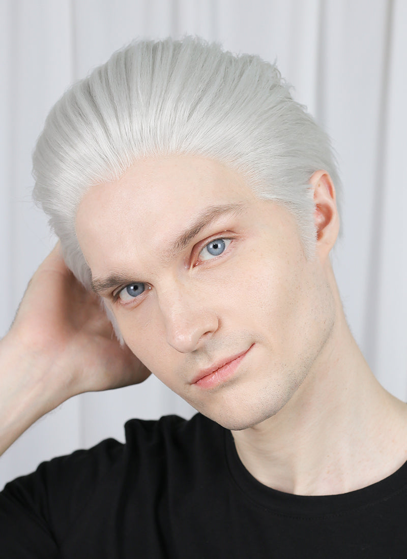 Devil May Cry Vergil Straight Silver Grey Lace Front Synthetic Men's Wig LF6192