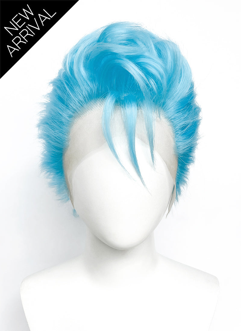 Bleach Grimmjow Jaegerjaquez Blue Wavy Lace Front Synthetic Men's Wig LF6193