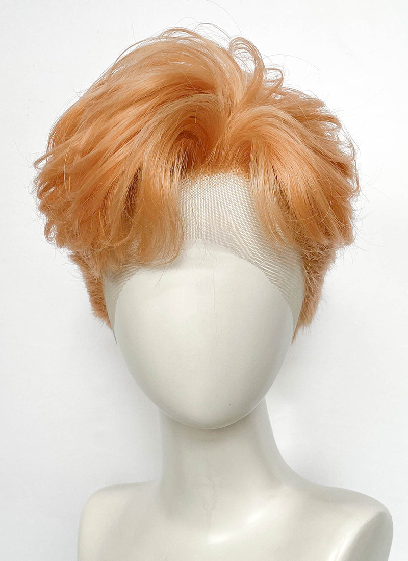 Pastel Orange Wavy Lace Front Synthetic Men's Wig LF6199