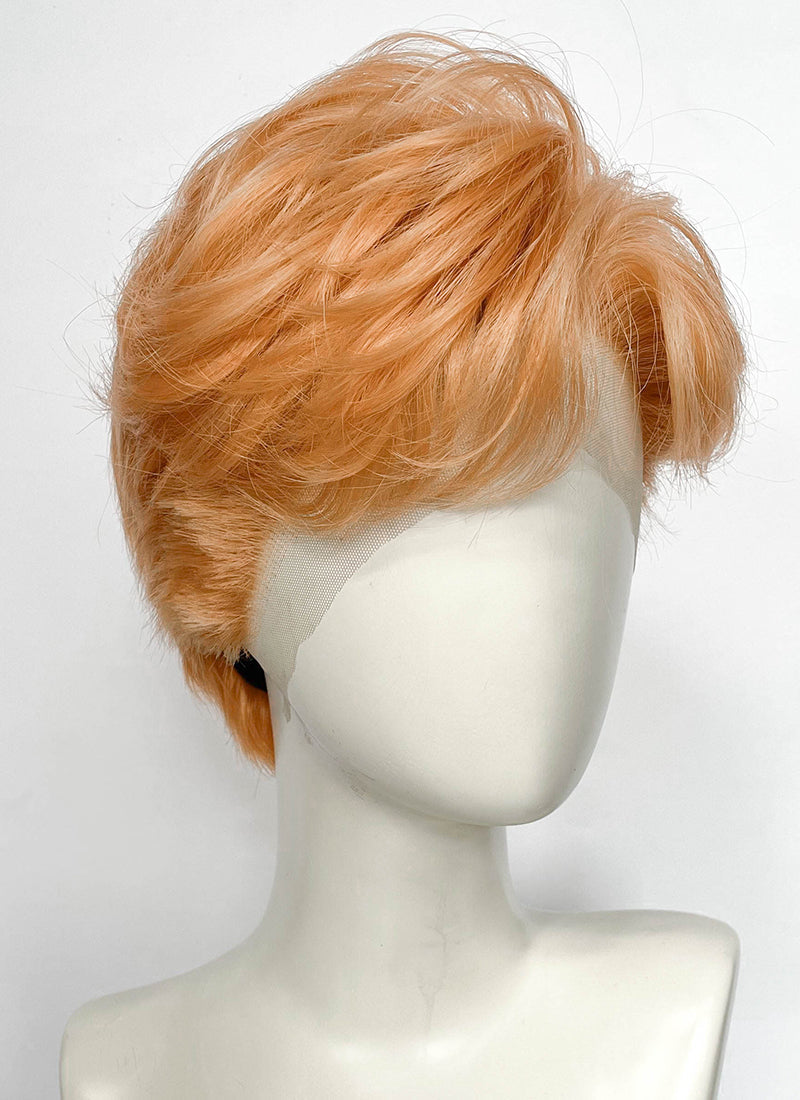 Pastel Orange Wavy Lace Front Synthetic Men's Wig LF6199