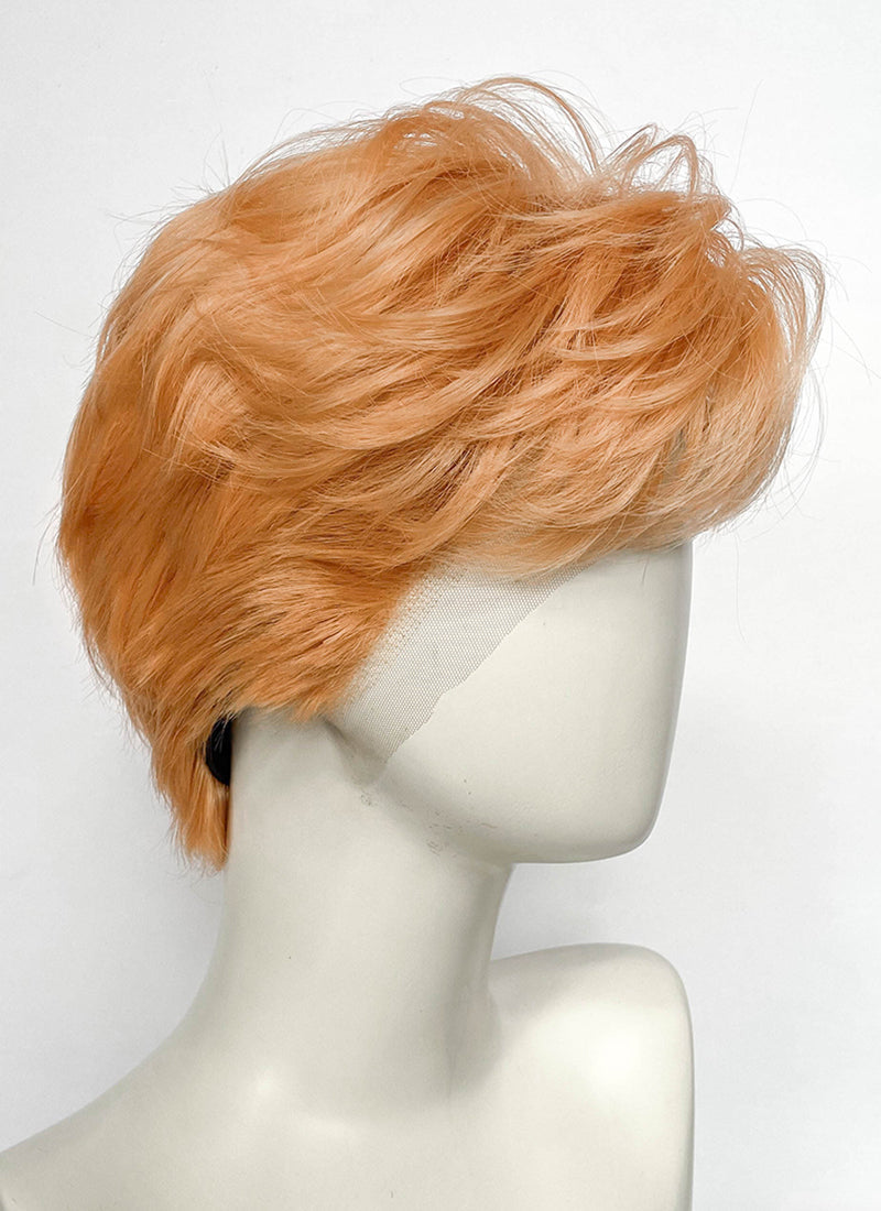 Pastel Orange Wavy Lace Front Synthetic Men's Wig LF6199