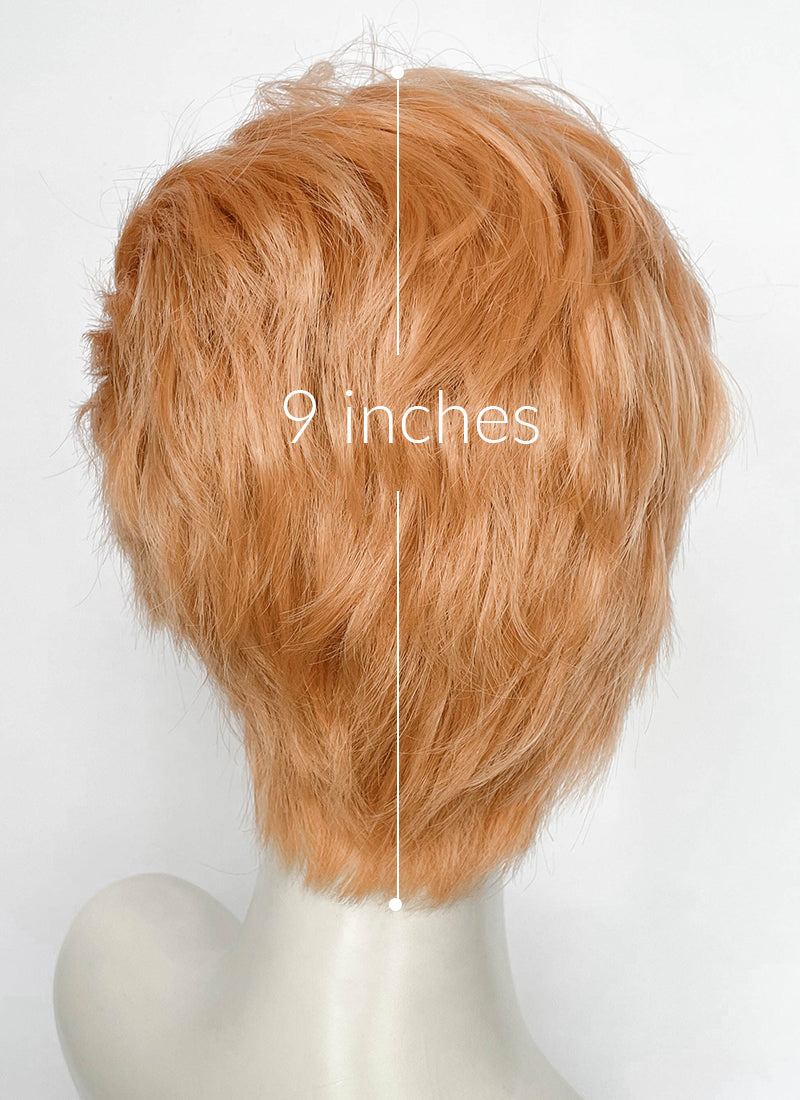 Pastel Orange Wavy Lace Front Synthetic Men's Wig LF6199
