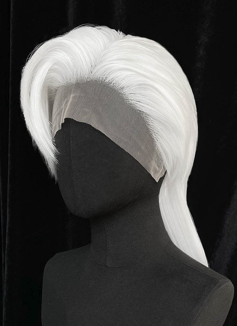 White Straight Lace Front Synthetic Men's Wig LF6203