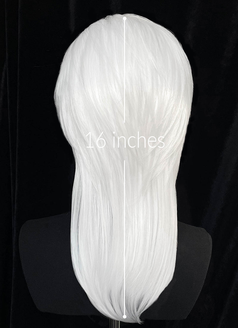 White Straight Lace Front Synthetic Men's Wig LF6203