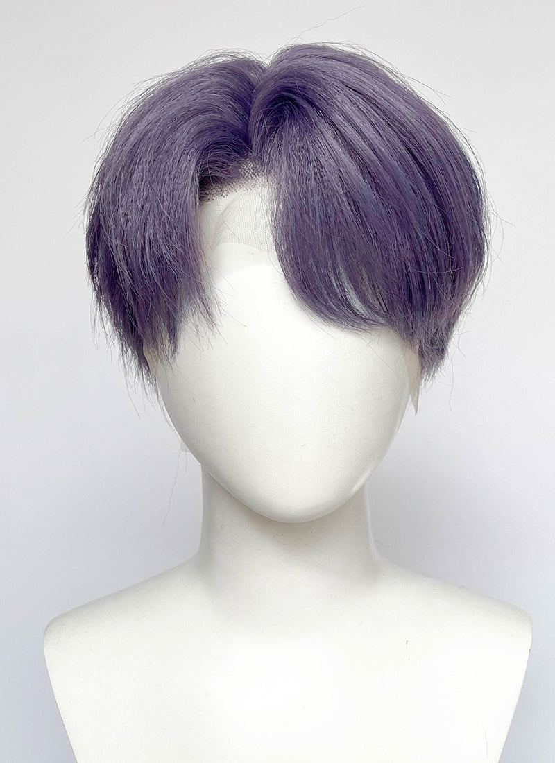 Ash Purple Straight Lace Front Synthetic Hair Men's Wig LF6204