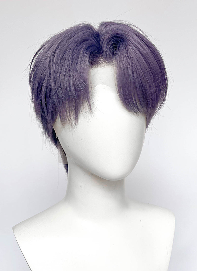 Ash Purple Straight Lace Front Synthetic Hair Men's Wig LF6204