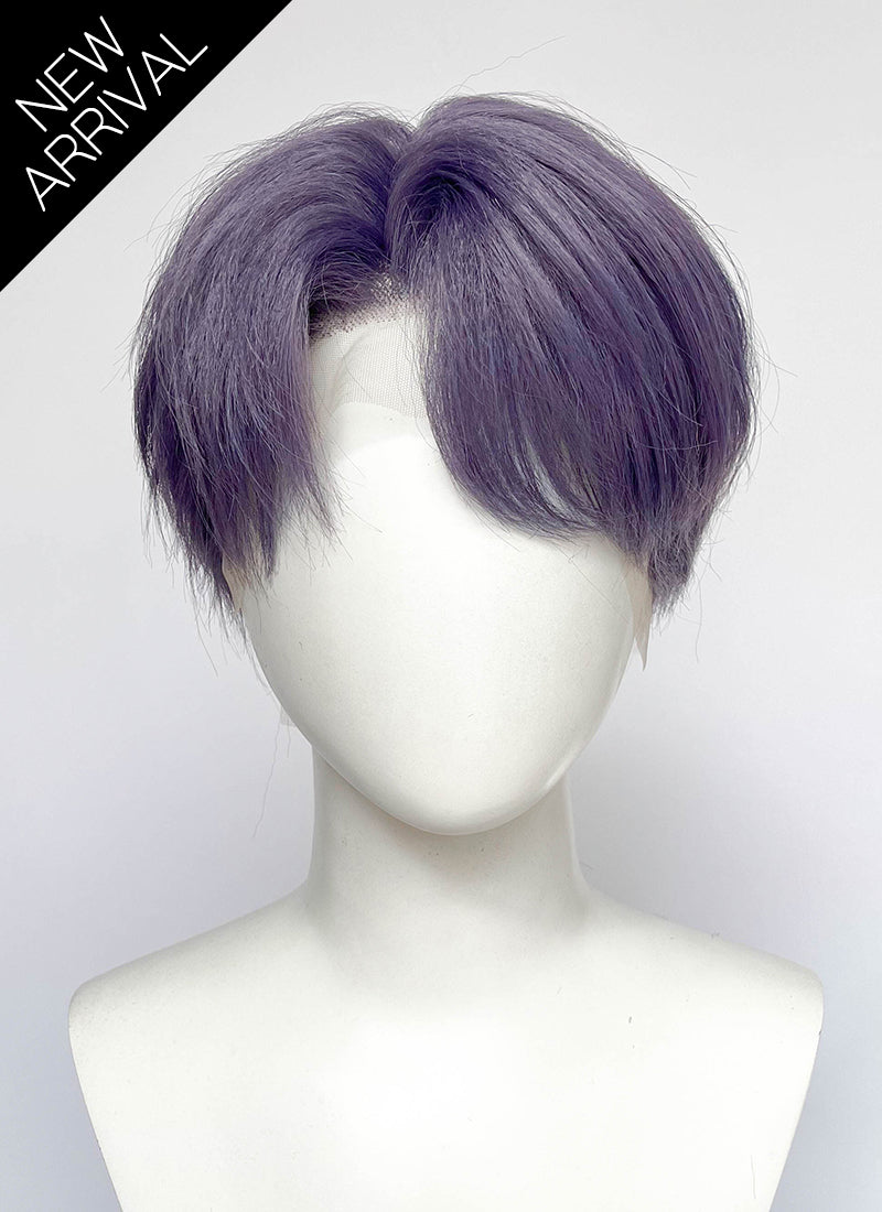 Ash Purple Straight Lace Front Synthetic Hair Men's Wig LF6204