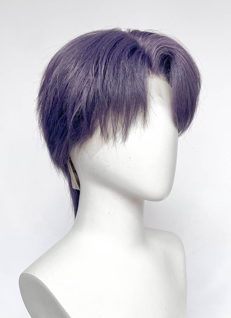 Ash Purple Straight Lace Front Synthetic Hair Men's Wig LF6204
