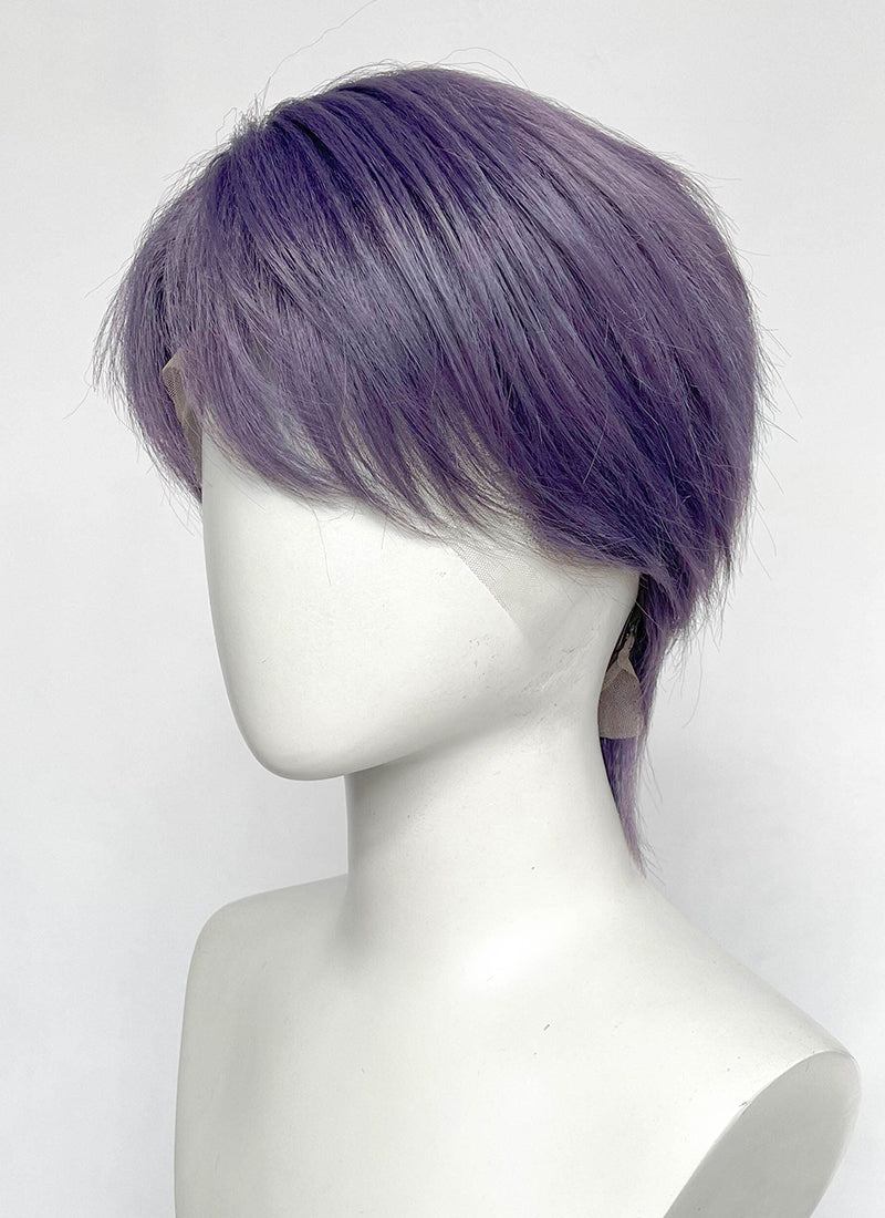 Ash Purple Straight Lace Front Synthetic Hair Men's Wig LF6204