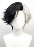 Luna Snow Wavy Black Silver Grey Split Color Lace Front Synthetic Wig LF6211