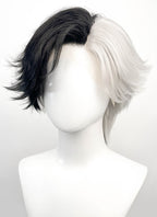 Luna Snow Wavy Black Silver Grey Split Color Lace Front Synthetic Wig LF6211
