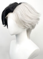 Luna Snow Wavy Black Silver Grey Split Color Lace Front Synthetic Wig LF6211