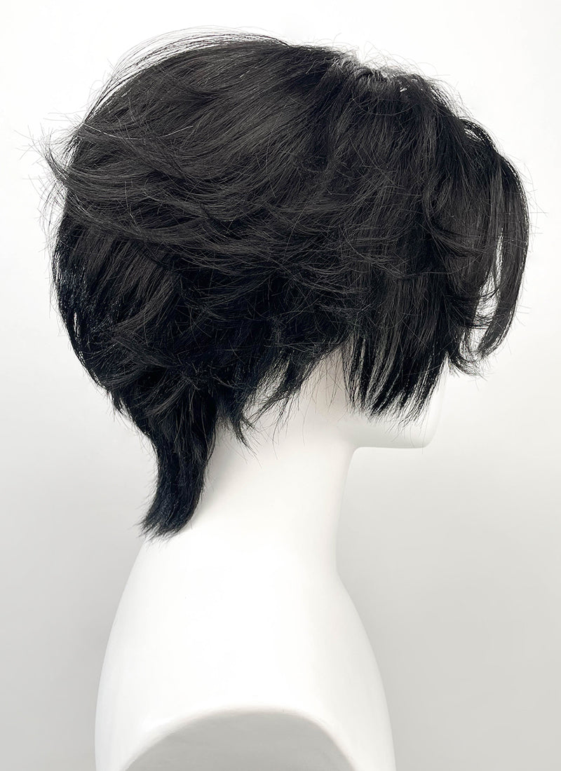 Luna Snow Wavy Black Silver Grey Split Color Lace Front Synthetic Wig LF6211