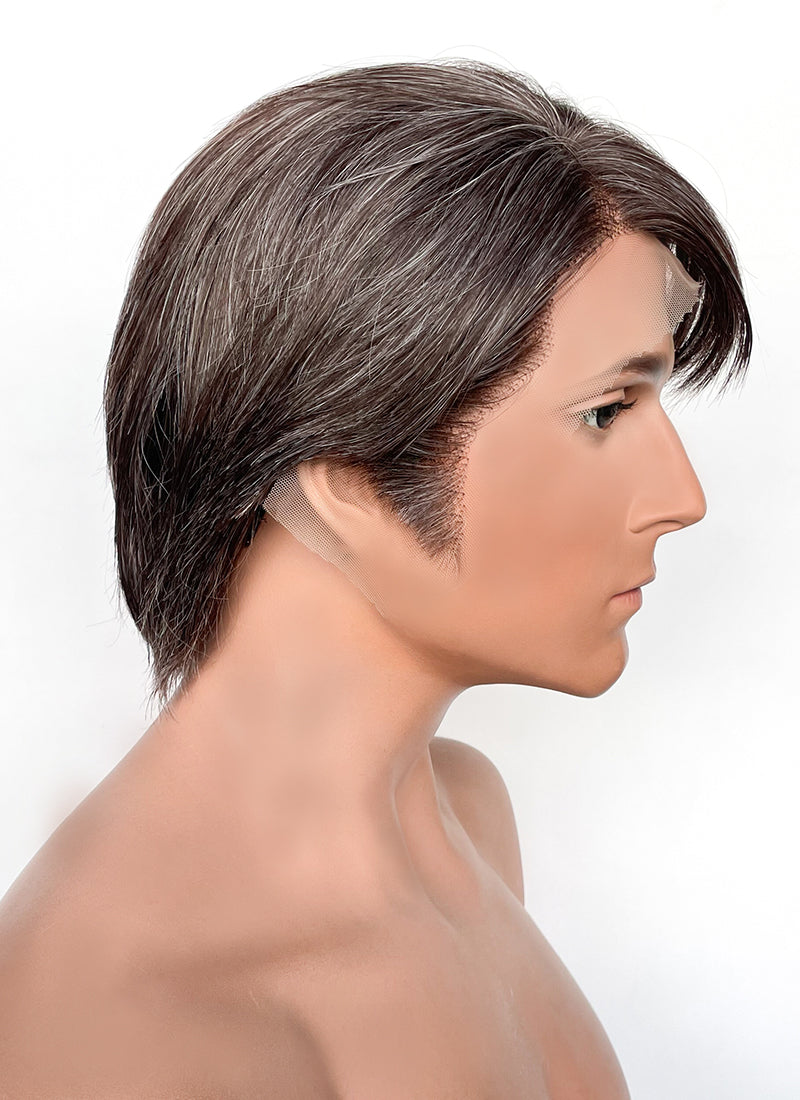 Straight Mixed Brown Lace Front Synthetic Men's Wig NM028